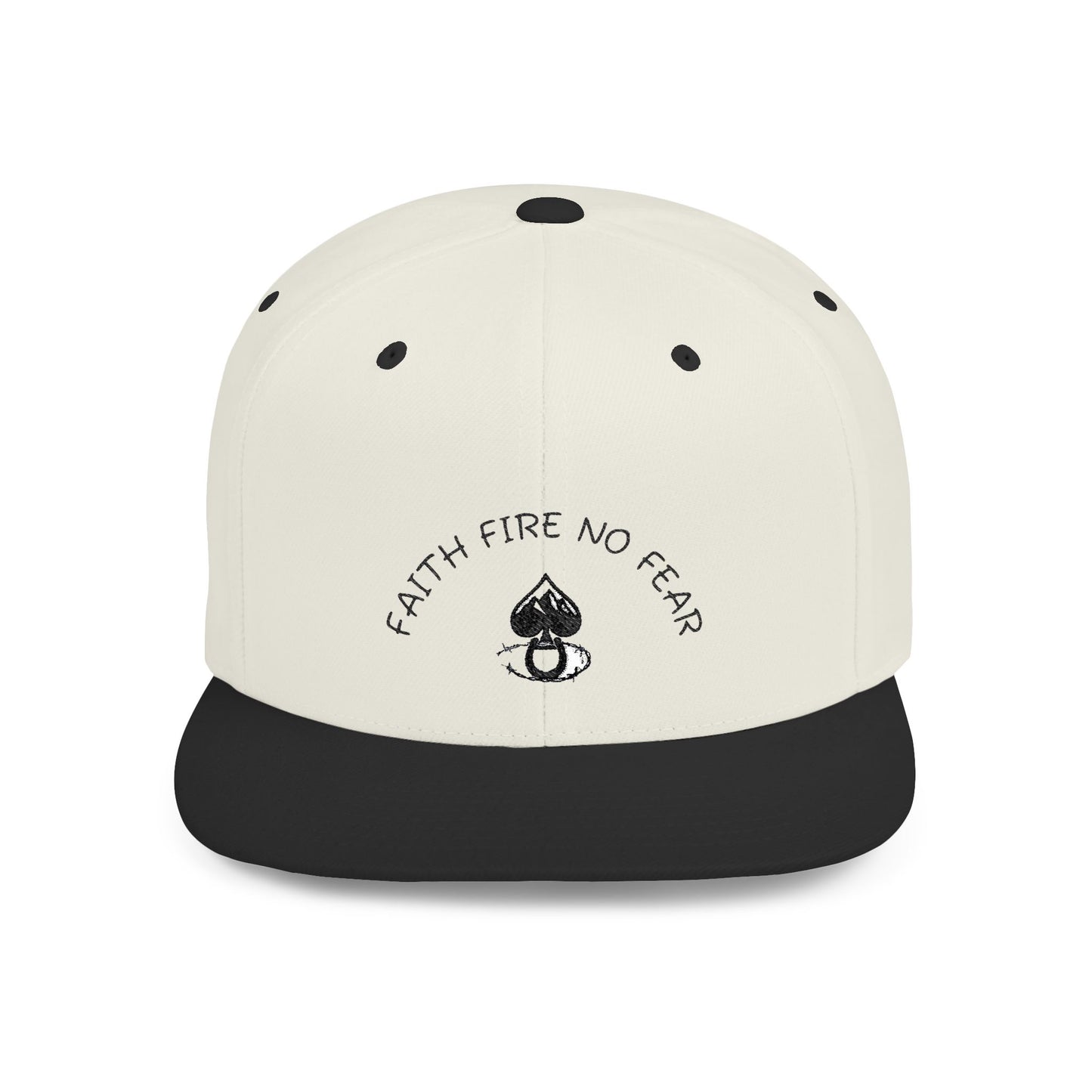 Faith Fire No Fear Flat Bill Snapback Cap, Inspirational Snapback Hat, Unisex Streetwear Cap, Gift for Motivation, Casual Summer Accessory