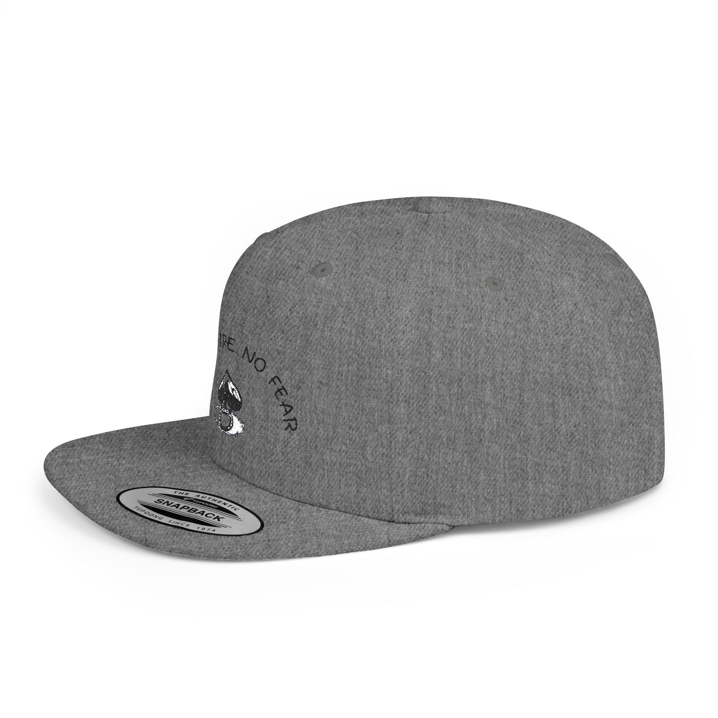 Faith Fire No Fear Flat Bill Snapback Cap, Inspirational Snapback Hat, Unisex Streetwear Cap, Gift for Motivation, Casual Summer Accessory