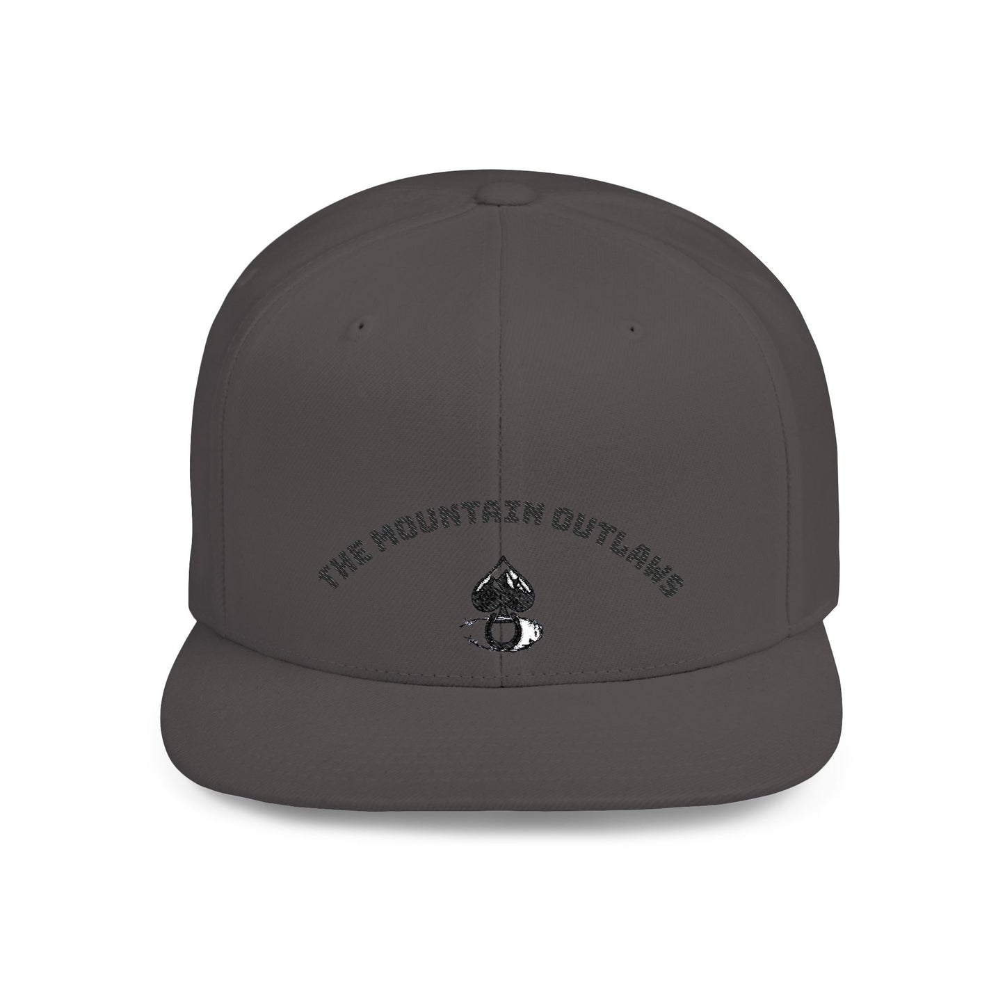 Mountain Outlaws Flat Bill Snapback Hat, Trendy Baseball Cap for Outdoor Adventures, Gift for Adventurers, Cool Streetwear, Casual Headwear