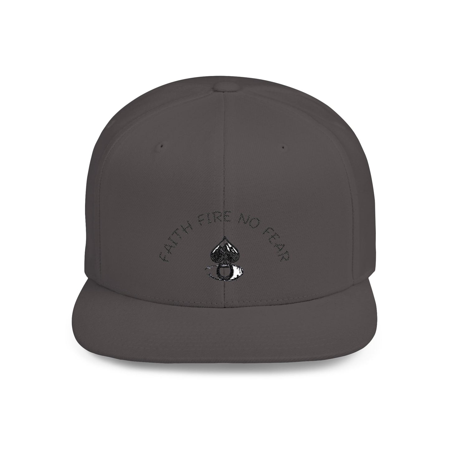 Faith Fire No Fear Flat Bill Snapback Cap, Inspirational Snapback Hat, Unisex Streetwear Cap, Gift for Motivation, Casual Summer Accessory