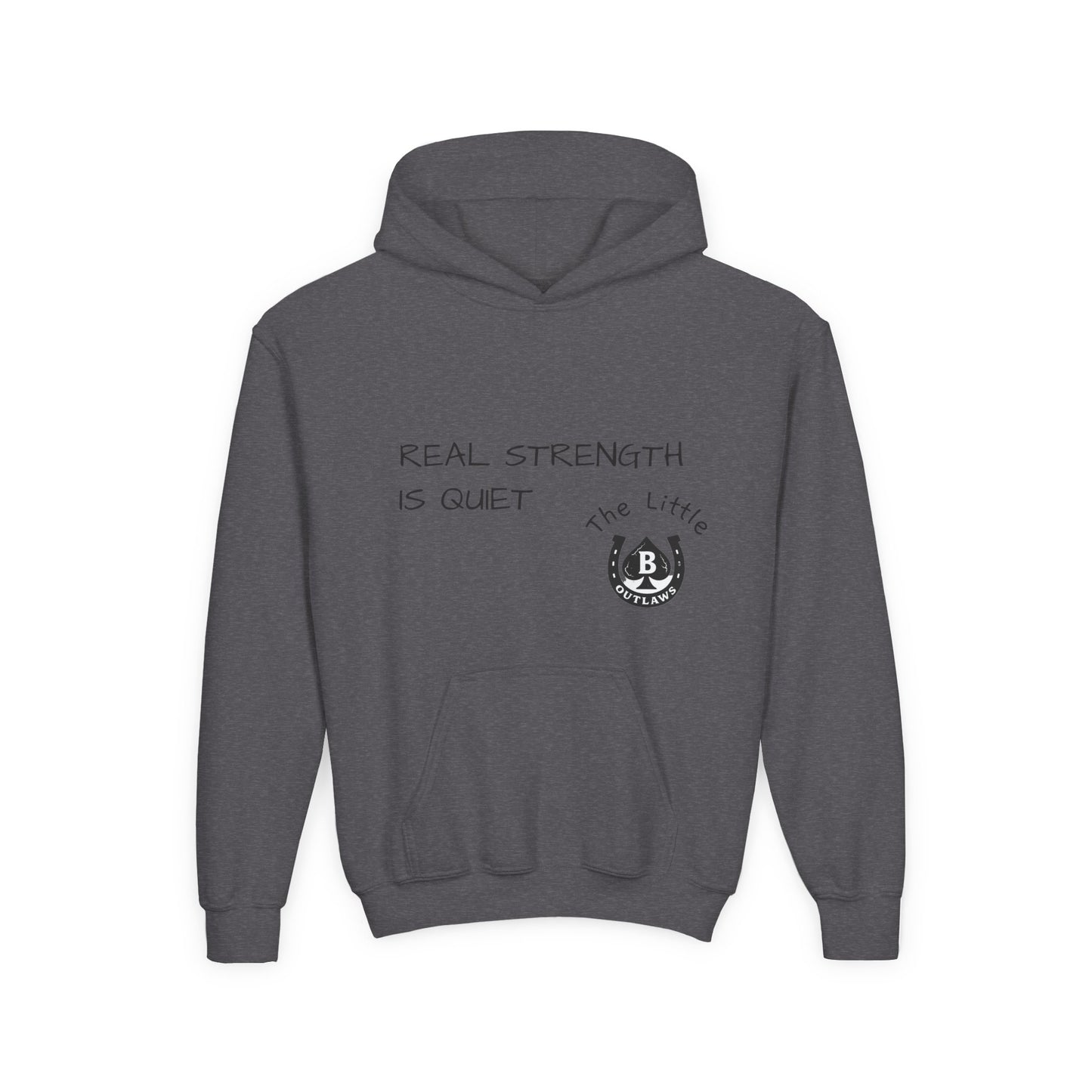 Real Strength Is Quiet Hoodie – Little Outlaws Cougar Edition