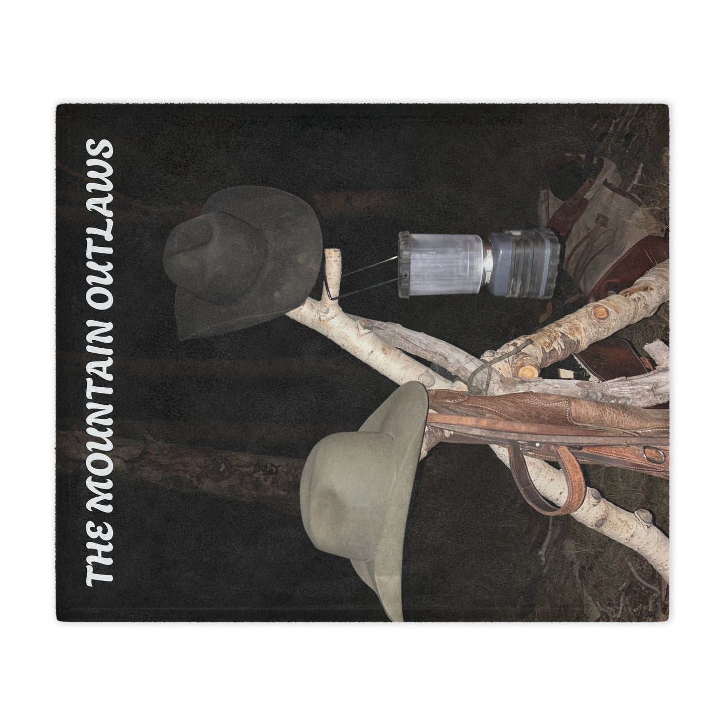 Cozy Minky Blanket for Outdoor Lovers,The Mountain Outlaws Blanket – Saddle & Lantern Edition