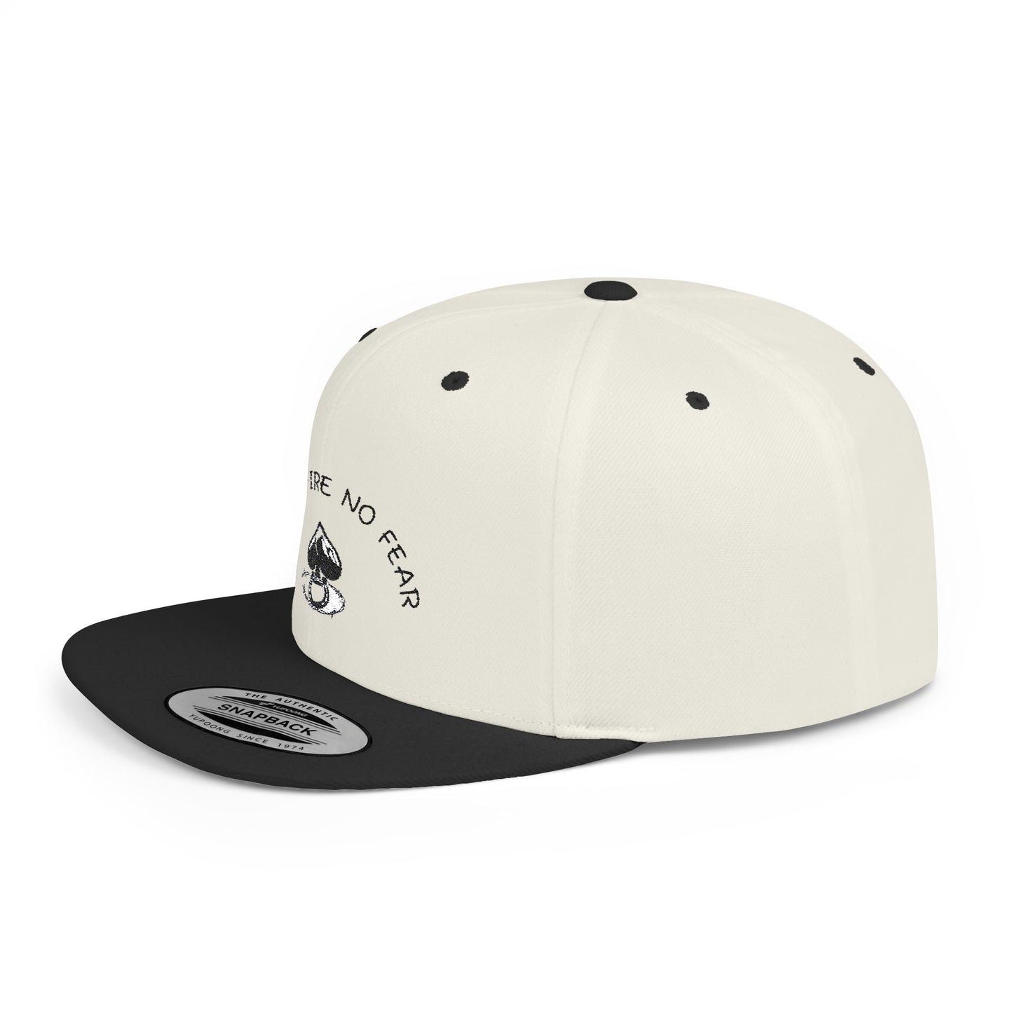 Faith Fire No Fear Flat Bill Snapback Cap, Inspirational Snapback Hat, Unisex Streetwear Cap, Gift for Motivation, Casual Summer Accessory