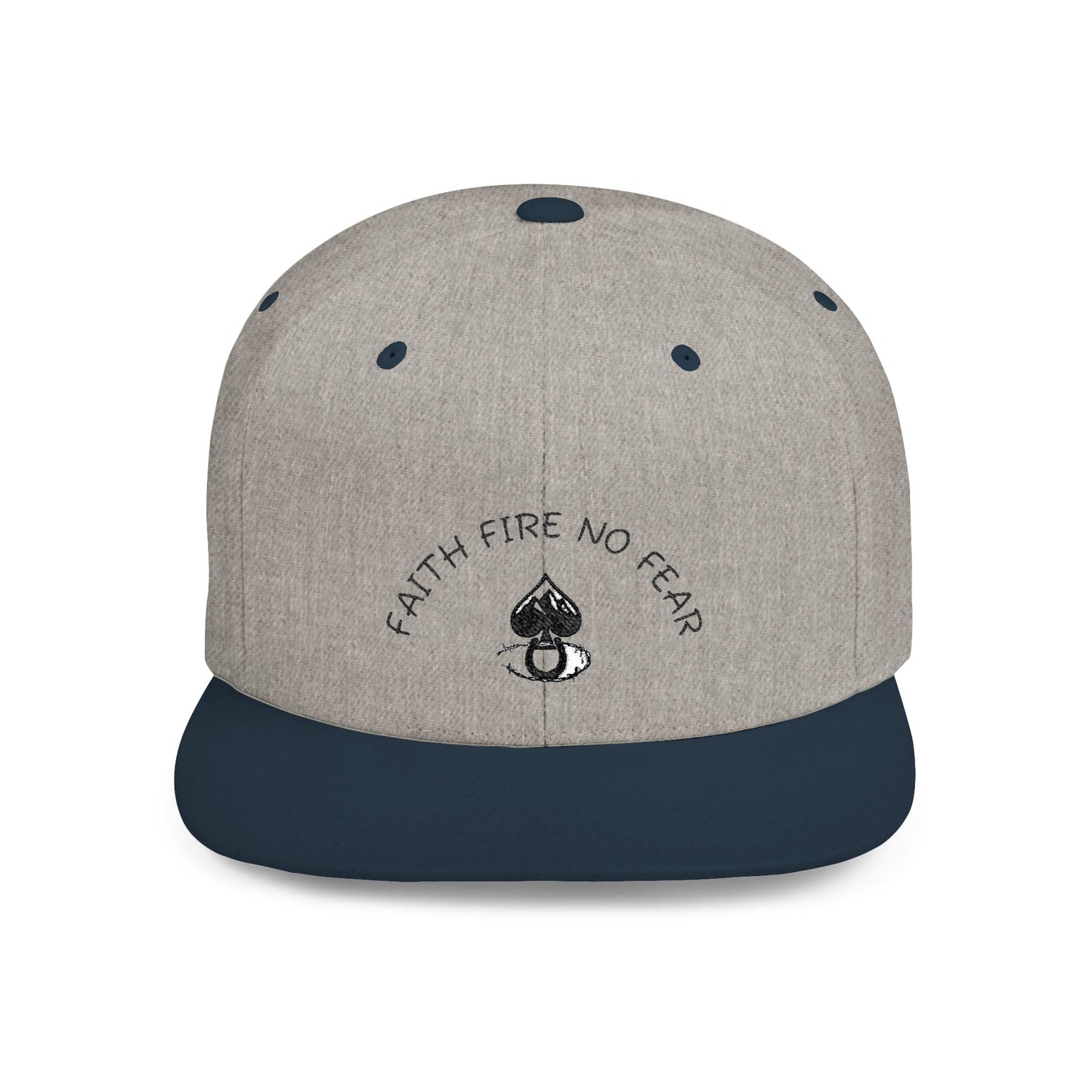 Faith Fire No Fear Flat Bill Snapback Cap, Inspirational Snapback Hat, Unisex Streetwear Cap, Gift for Motivation, Casual Summer Accessory