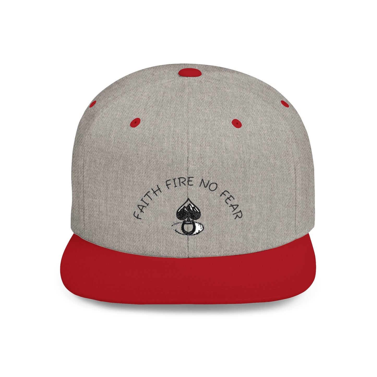 Faith Fire No Fear Flat Bill Snapback Cap, Inspirational Snapback Hat, Unisex Streetwear Cap, Gift for Motivation, Casual Summer Accessory