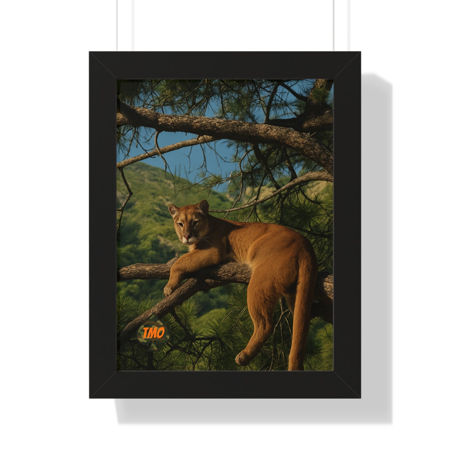 Cougar in the Pines – Rustic Wildlife Print