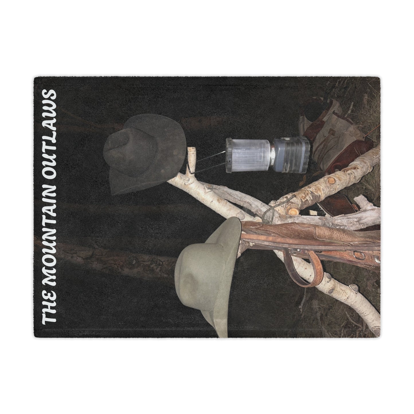 Cozy Minky Blanket for Outdoor Lovers,The Mountain Outlaws Blanket – Saddle & Lantern Edition
