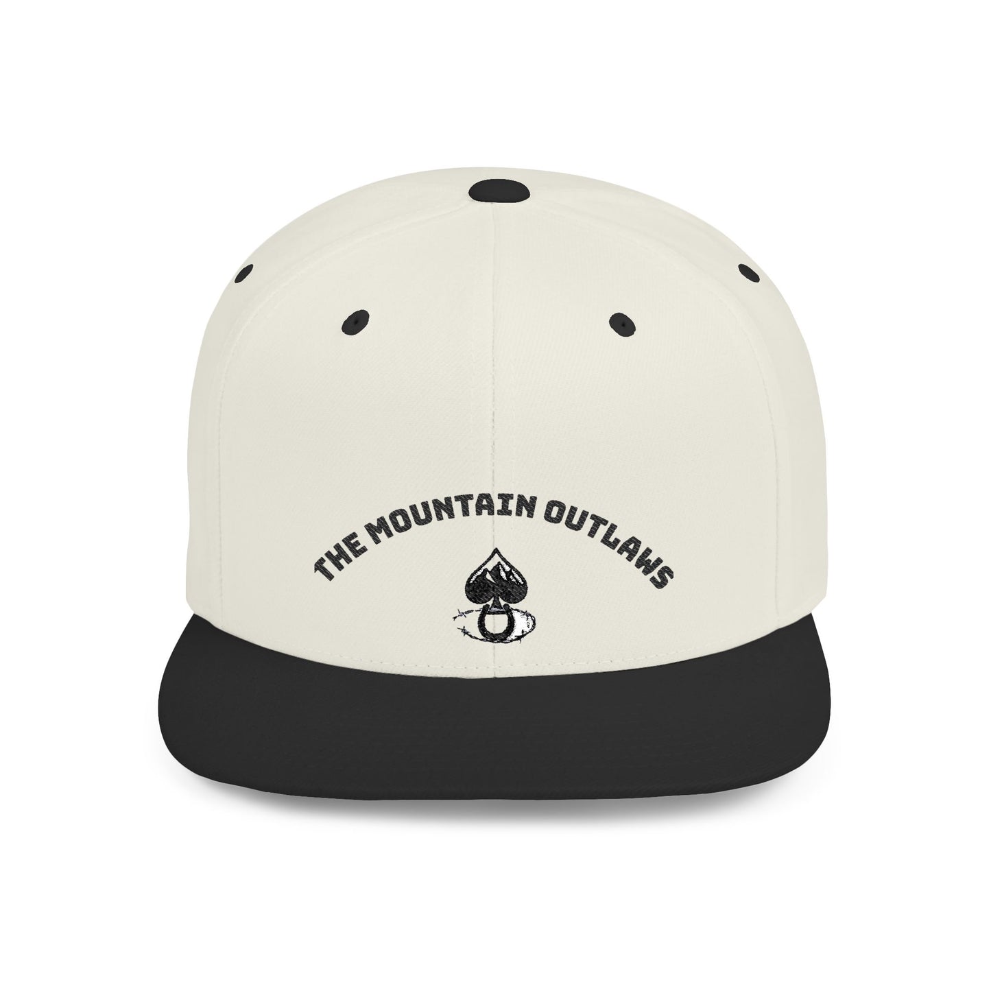 Mountain Outlaws Flat Bill Snapback Hat, Trendy Baseball Cap for Outdoor Adventures, Gift for Adventurers, Cool Streetwear, Casual Headwear