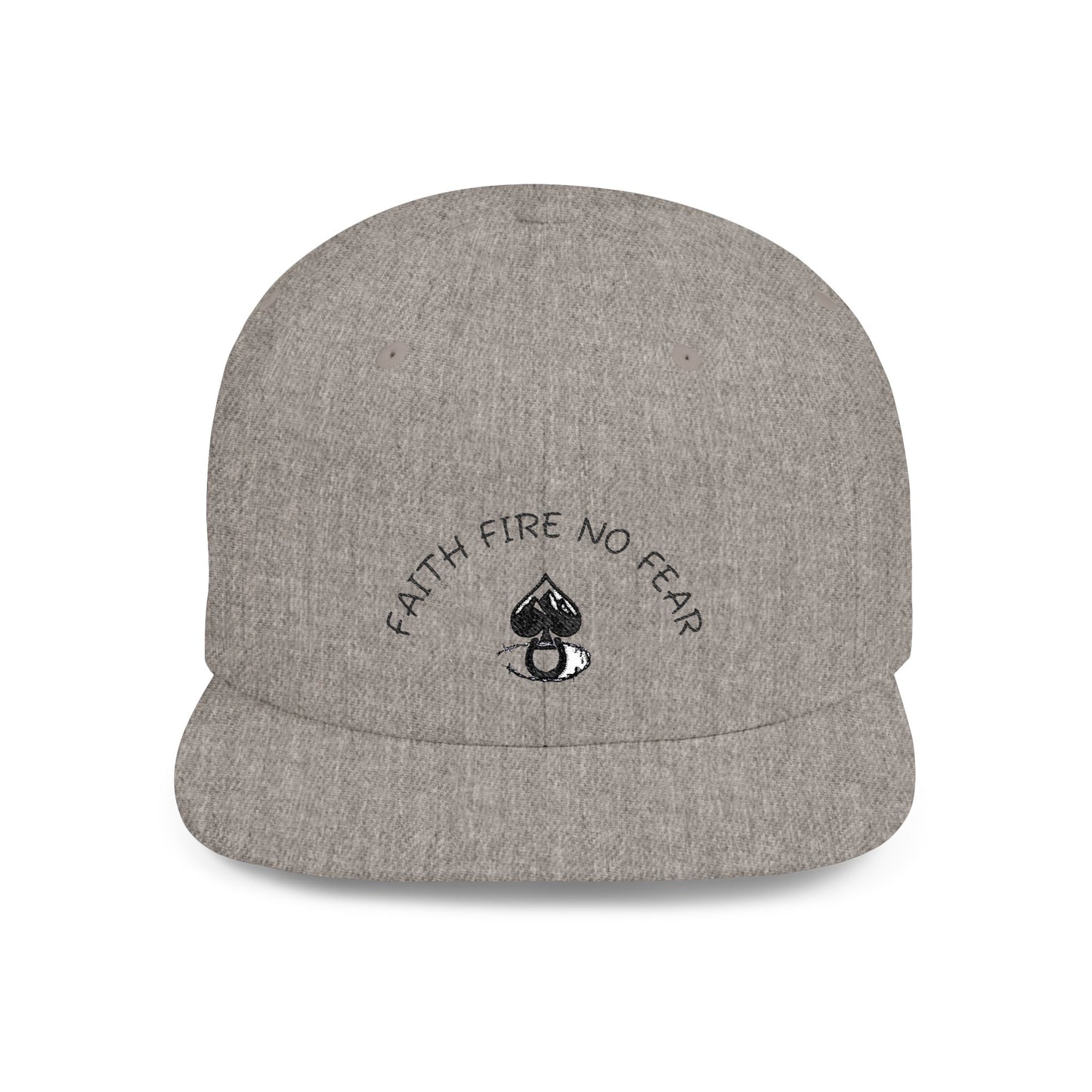 Faith Fire No Fear Flat Bill Snapback Cap, Inspirational Snapback Hat, Unisex Streetwear Cap, Gift for Motivation, Casual Summer Accessory