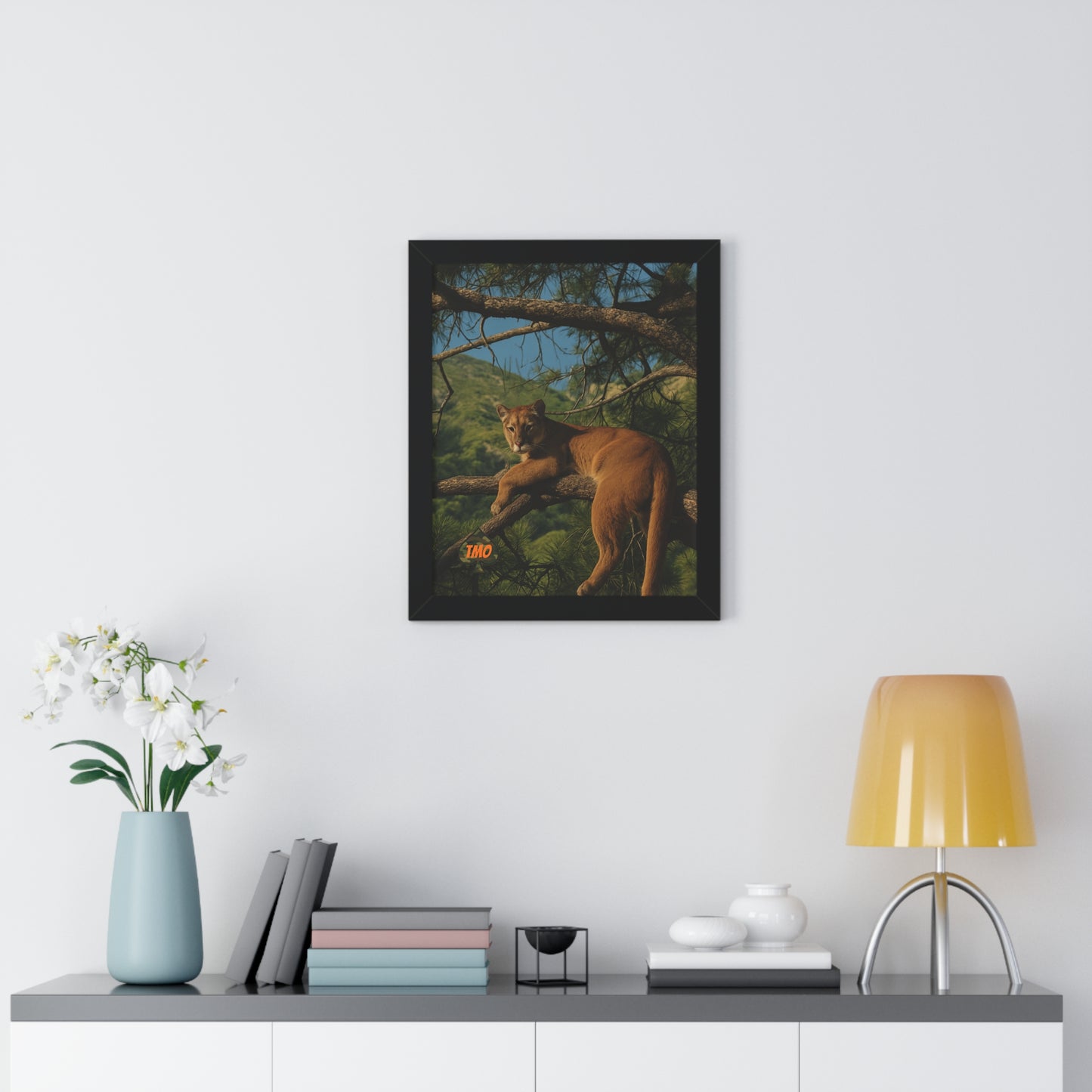 Cougar in the Pines – Rustic Wildlife Print