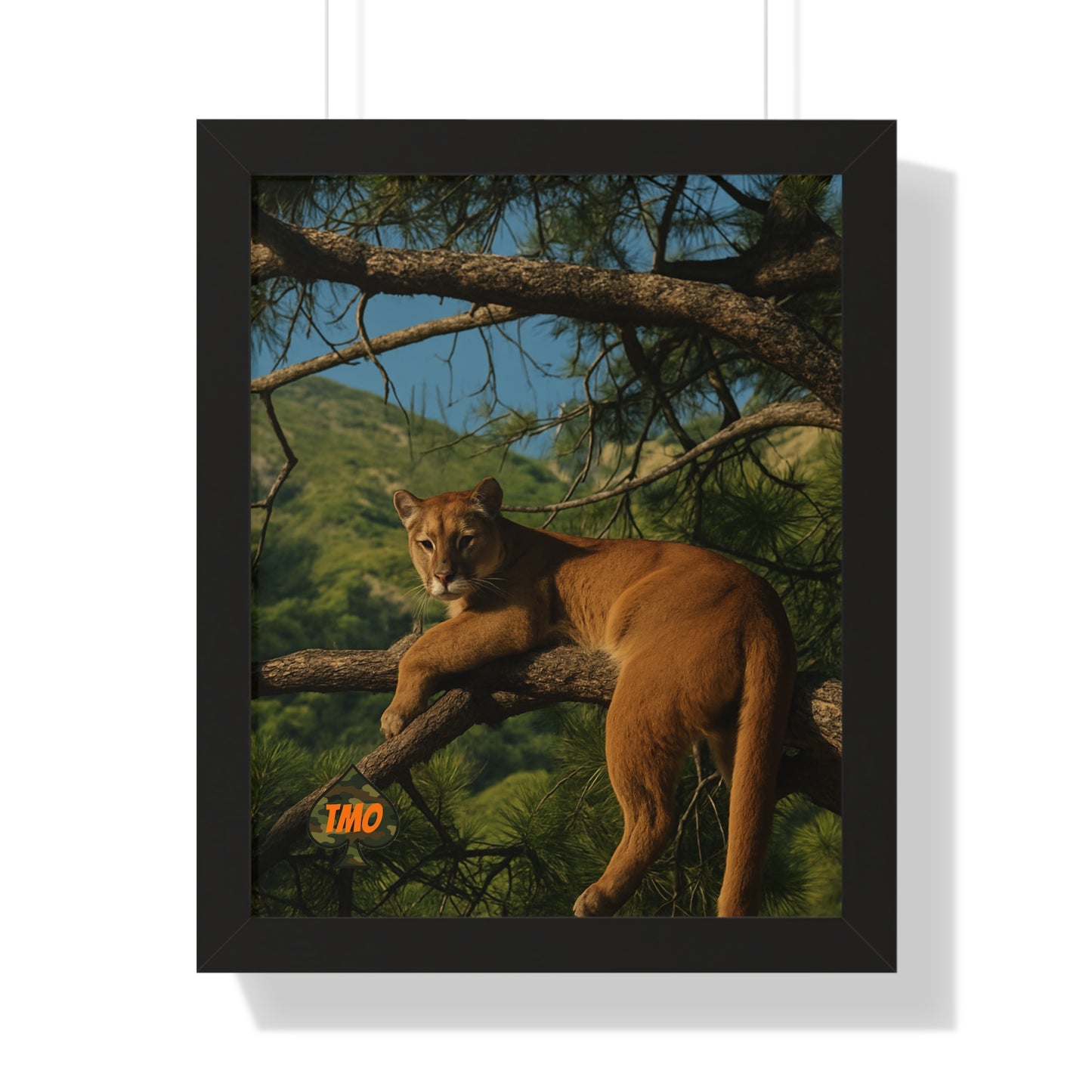Cougar in the Pines – Rustic Wildlife Print