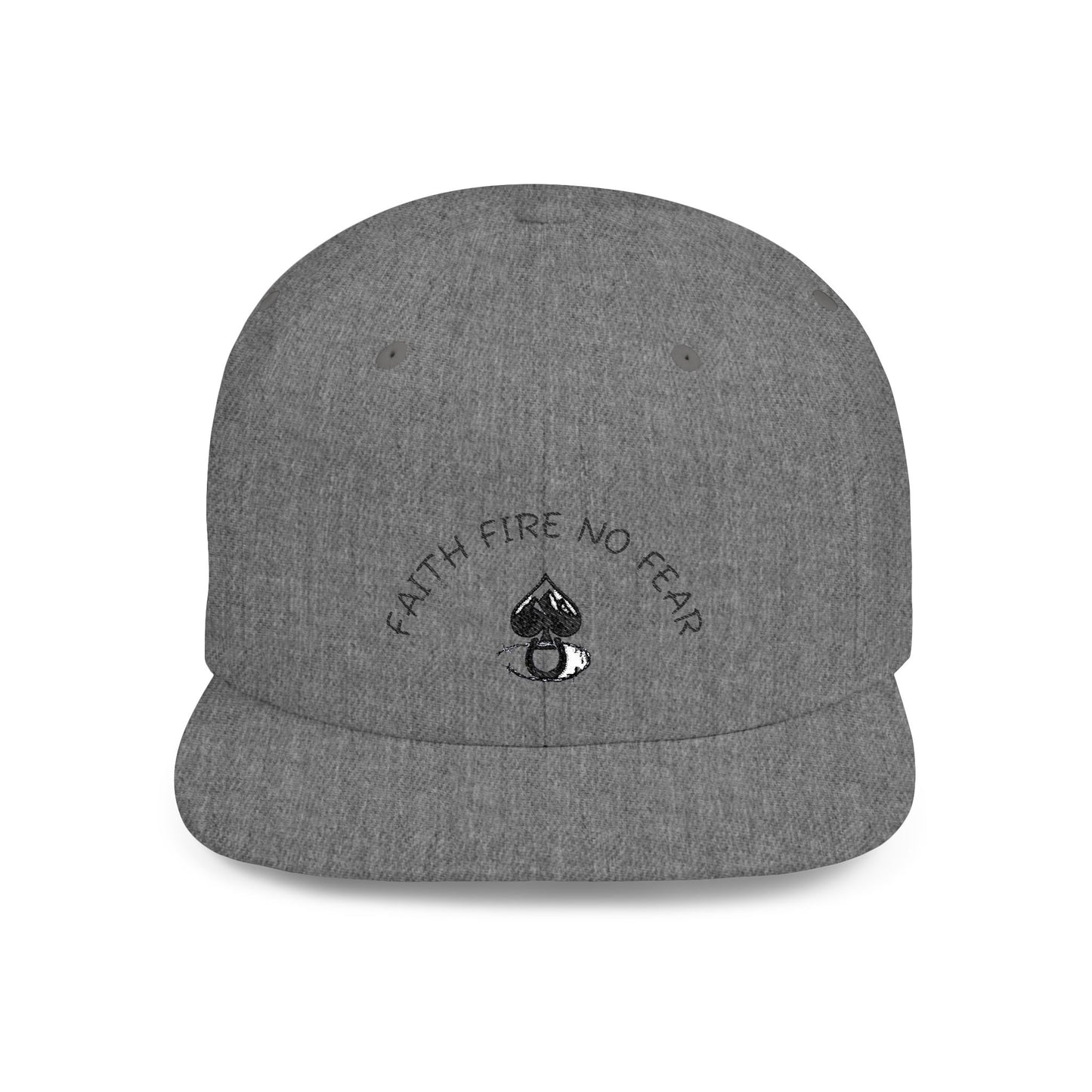 Faith Fire No Fear Flat Bill Snapback Cap, Inspirational Snapback Hat, Unisex Streetwear Cap, Gift for Motivation, Casual Summer Accessory