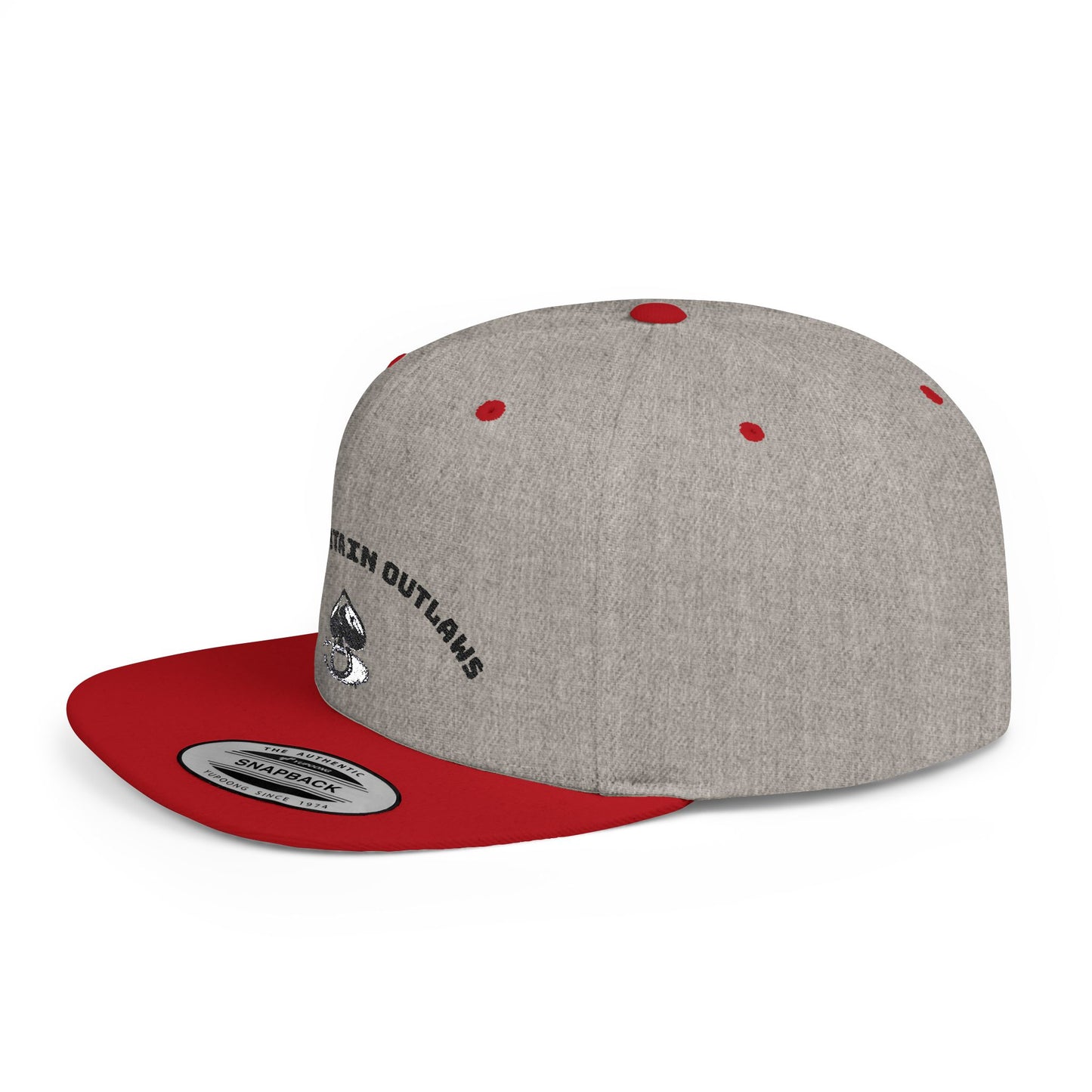 Mountain Outlaws Flat Bill Snapback Hat, Trendy Baseball Cap for Outdoor Adventures, Gift for Adventurers, Cool Streetwear, Casual Headwear