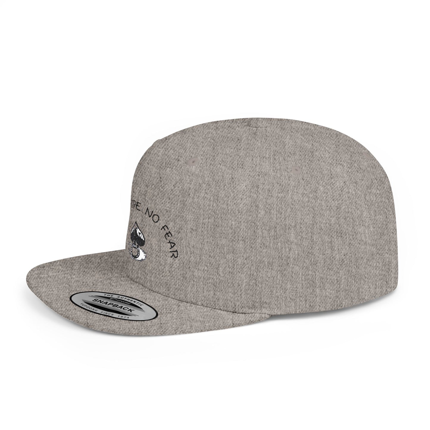 Faith Fire No Fear Flat Bill Snapback Cap, Inspirational Snapback Hat, Unisex Streetwear Cap, Gift for Motivation, Casual Summer Accessory