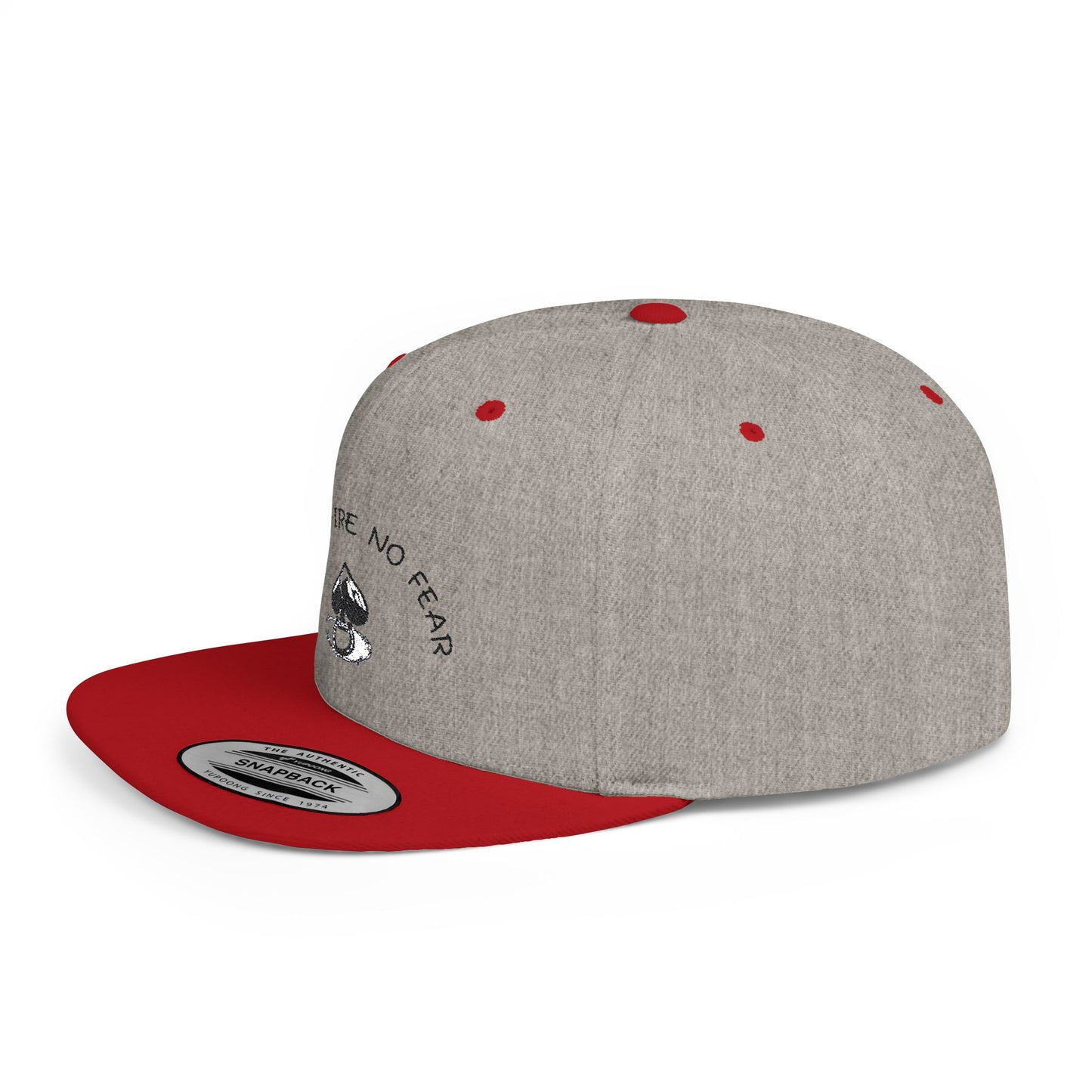 Faith Fire No Fear Flat Bill Snapback Cap, Inspirational Snapback Hat, Unisex Streetwear Cap, Gift for Motivation, Casual Summer Accessory