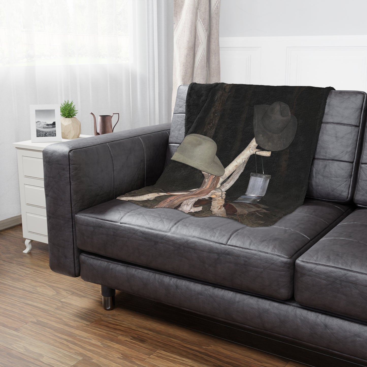 Cozy Minky Blanket for Outdoor Lovers,The Mountain Outlaws Blanket – Saddle & Lantern Edition