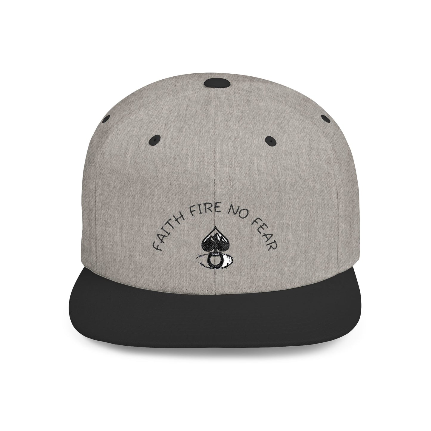 Faith Fire No Fear Flat Bill Snapback Cap, Inspirational Snapback Hat, Unisex Streetwear Cap, Gift for Motivation, Casual Summer Accessory