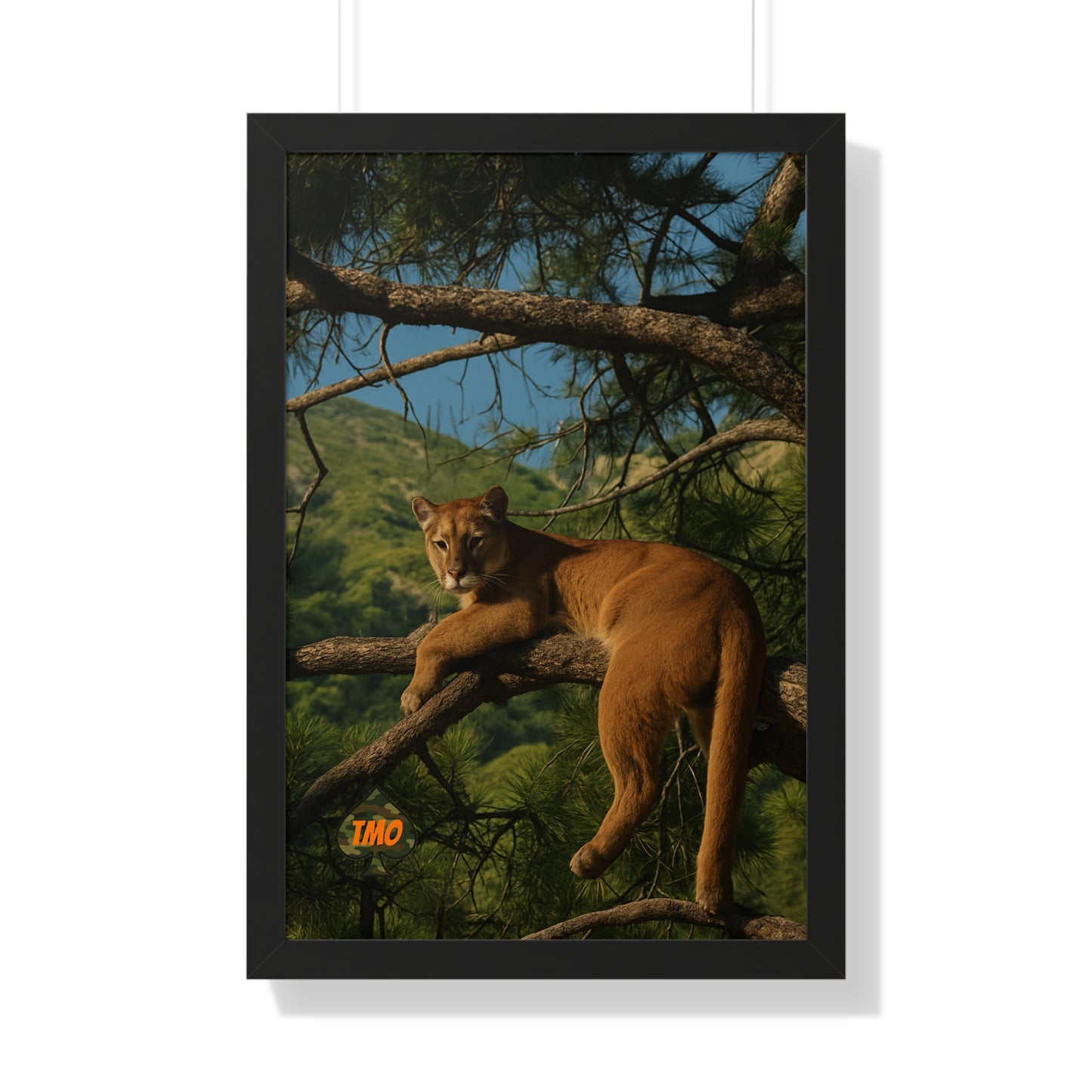 Cougar in the Pines – Rustic Wildlife Print