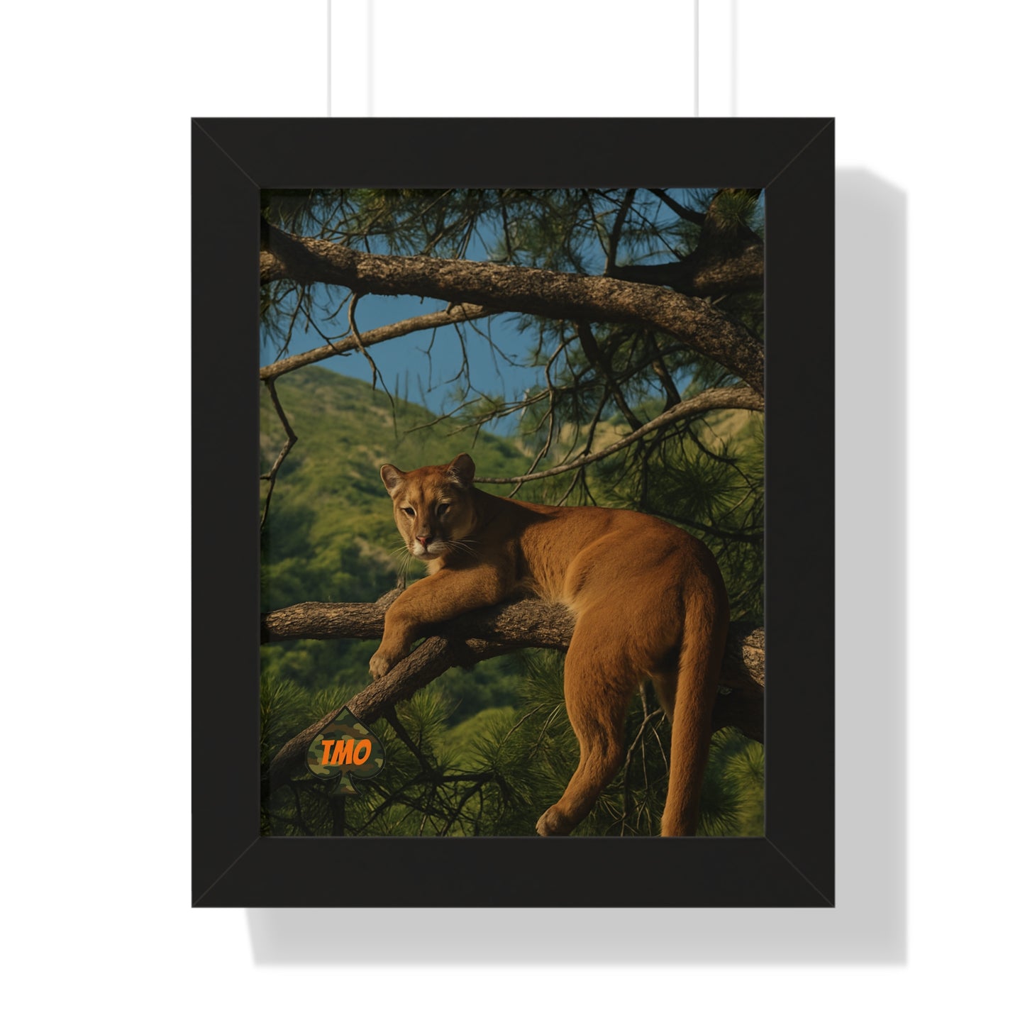 Cougar in the Pines – Rustic Wildlife Print