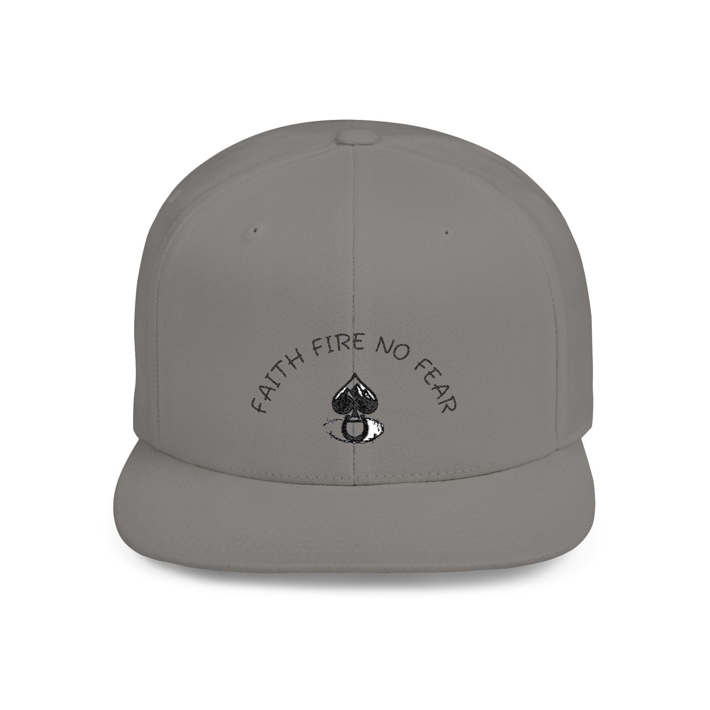 Faith Fire No Fear Flat Bill Snapback Cap, Inspirational Snapback Hat, Unisex Streetwear Cap, Gift for Motivation, Casual Summer Accessory