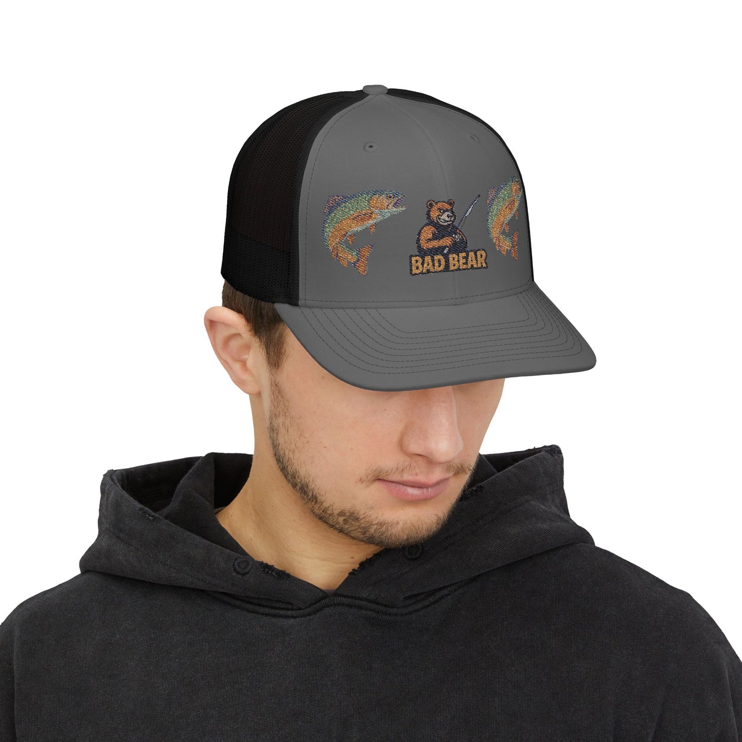 Bad Bear Trucker Hat – Double Trout Edition