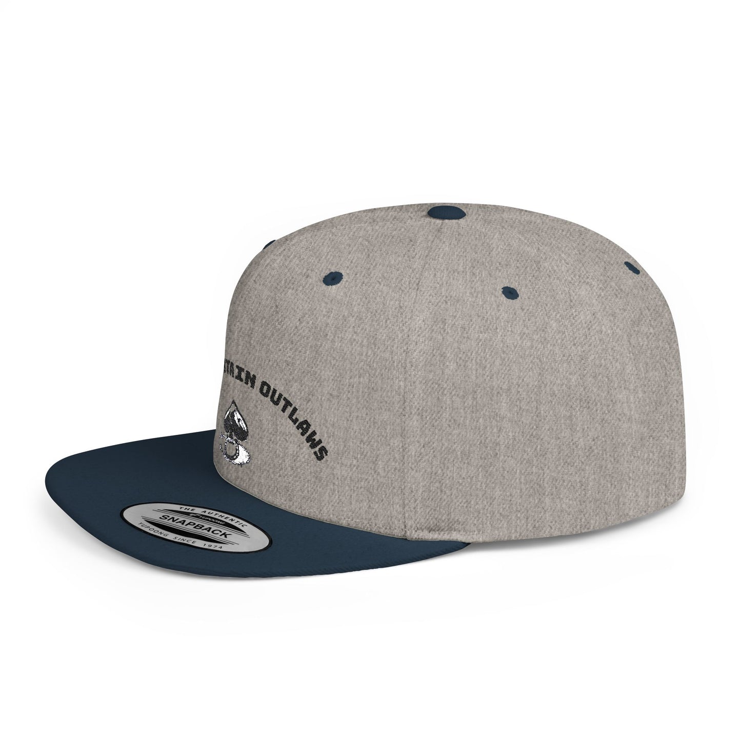 Mountain Outlaws Flat Bill Snapback Hat, Trendy Baseball Cap for Outdoor Adventures, Gift for Adventurers, Cool Streetwear, Casual Headwear