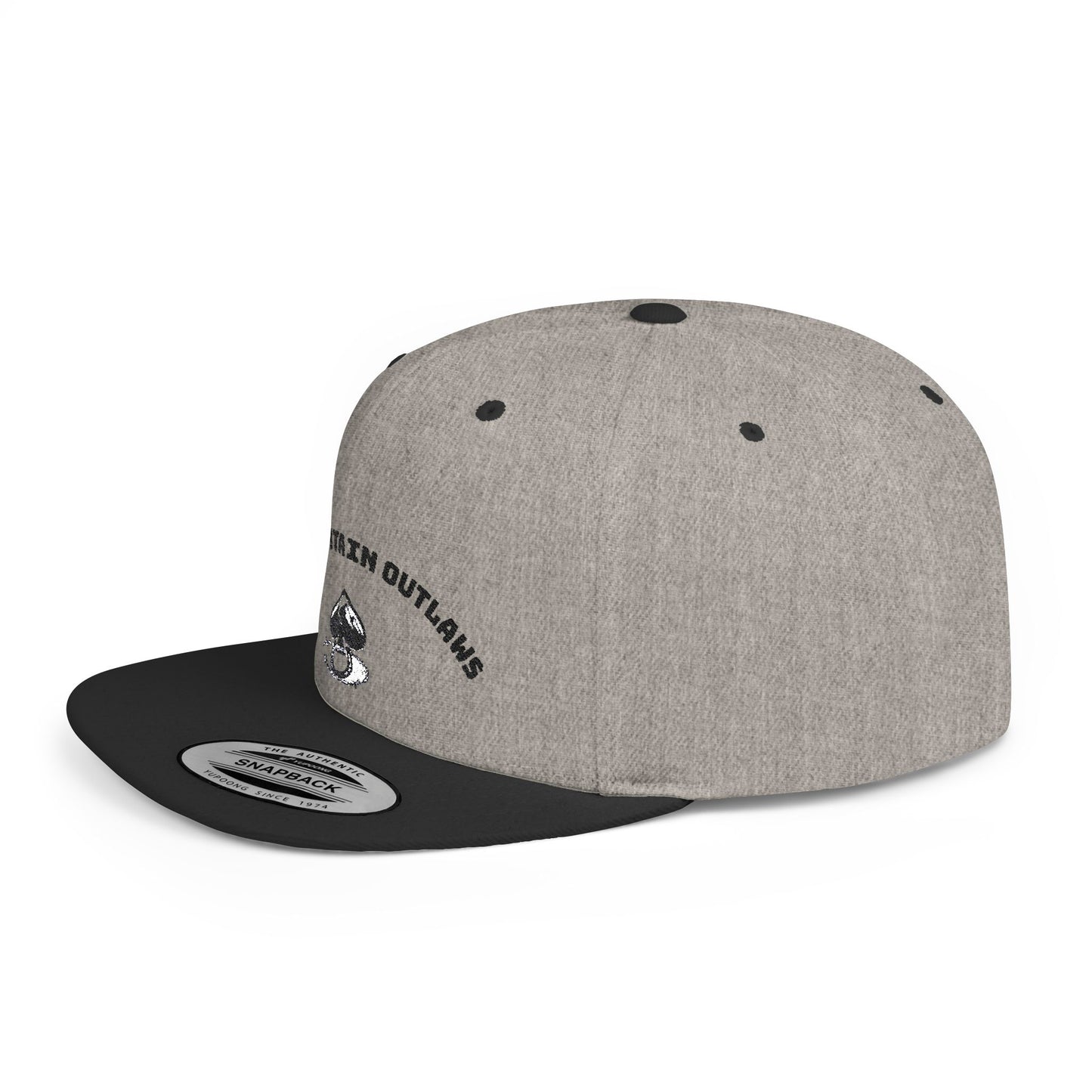 Mountain Outlaws Flat Bill Snapback Hat, Trendy Baseball Cap for Outdoor Adventures, Gift for Adventurers, Cool Streetwear, Casual Headwear