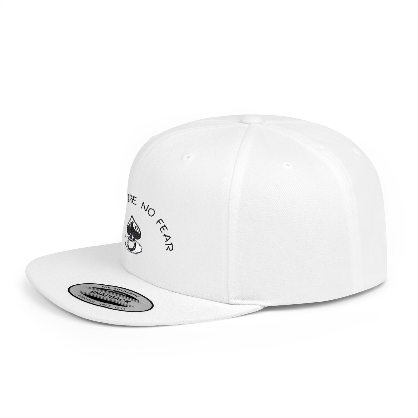 Faith Fire No Fear Flat Bill Snapback Cap, Inspirational Snapback Hat, Unisex Streetwear Cap, Gift for Motivation, Casual Summer Accessory