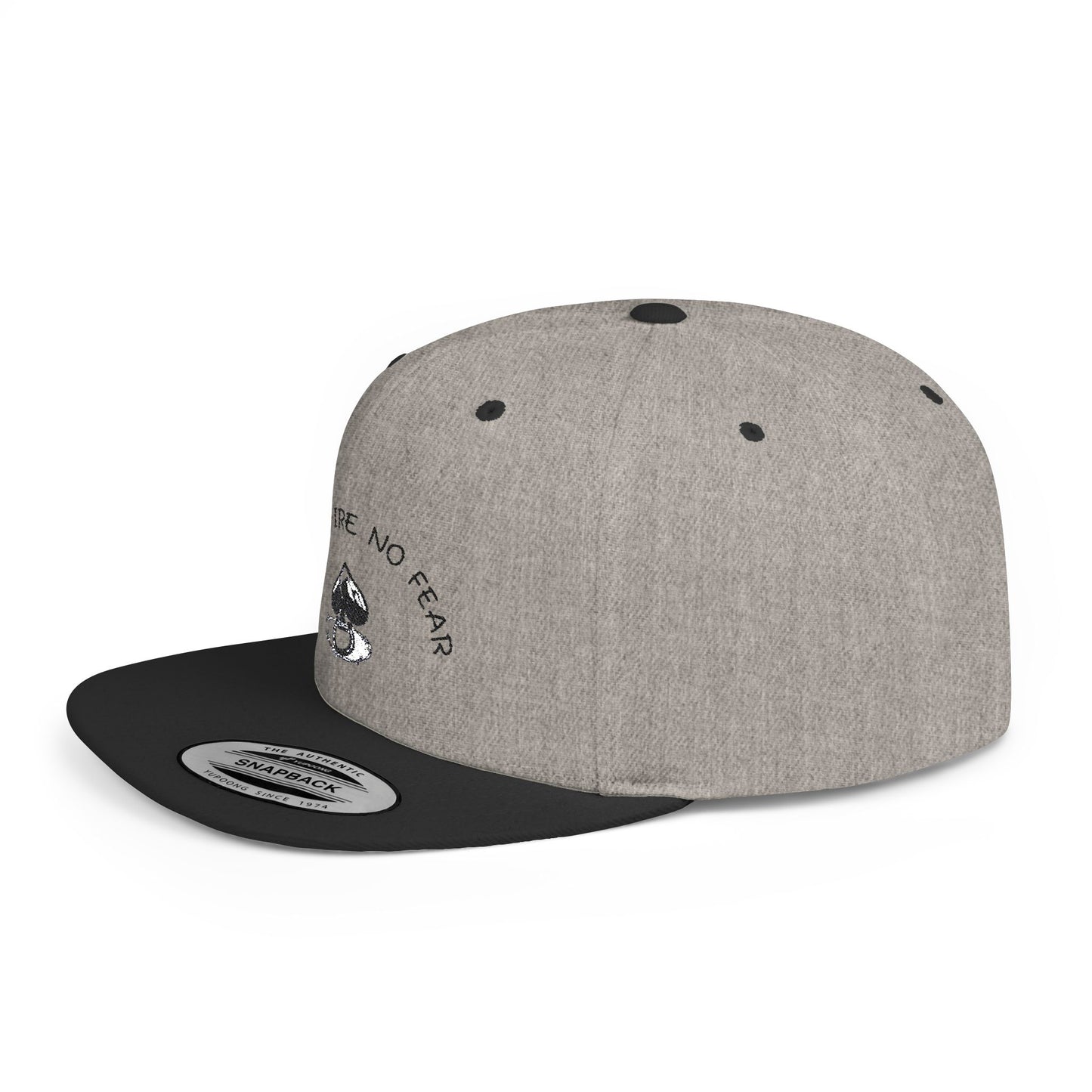 Faith Fire No Fear Flat Bill Snapback Cap, Inspirational Snapback Hat, Unisex Streetwear Cap, Gift for Motivation, Casual Summer Accessory