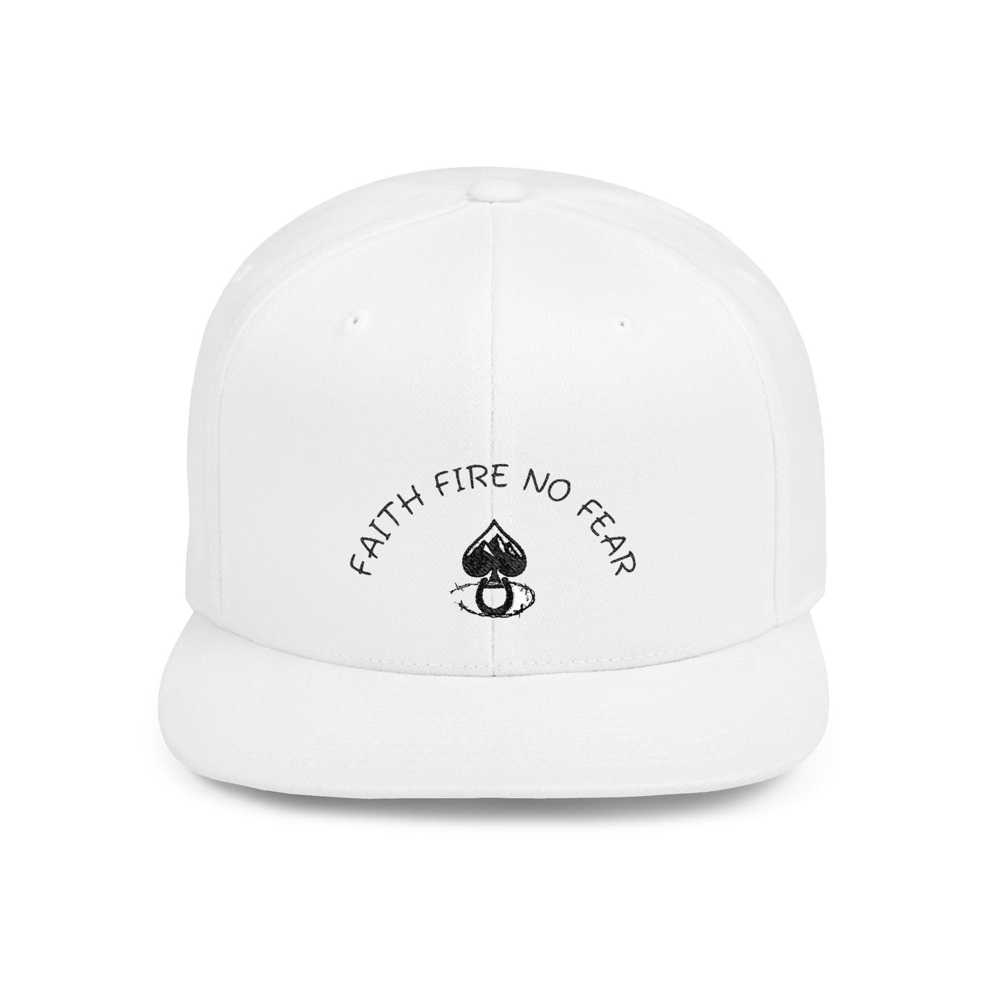 Faith Fire No Fear Flat Bill Snapback Cap, Inspirational Snapback Hat, Unisex Streetwear Cap, Gift for Motivation, Casual Summer Accessory