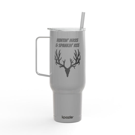 Huntin’ Mass & Mountain Outlaws 40oz Travel Tumblers – White