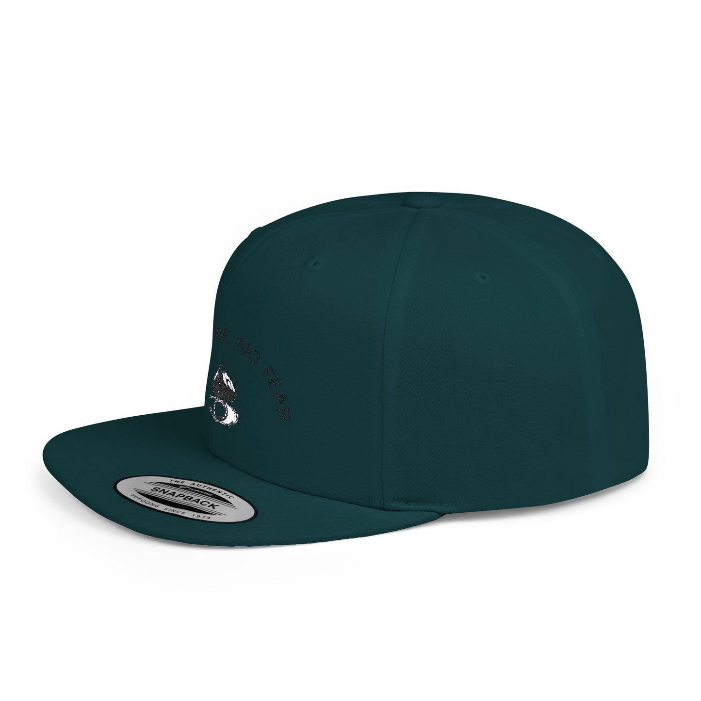 Faith Fire No Fear Flat Bill Snapback Cap, Inspirational Snapback Hat, Unisex Streetwear Cap, Gift for Motivation, Casual Summer Accessory