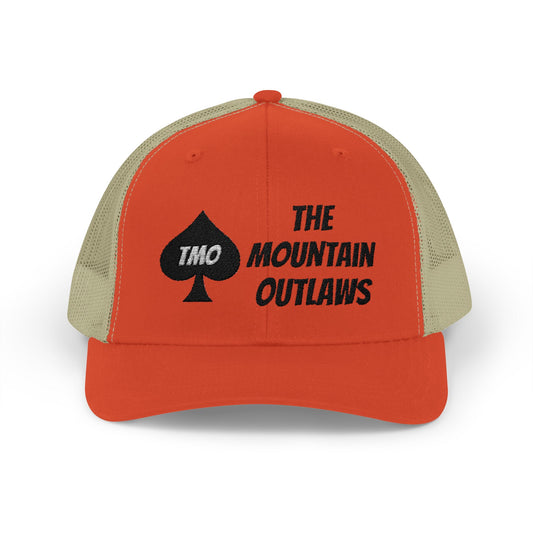 Hunter Orange “The Mountain Outlaws” Trucker Hat – Rustic Orange/Khaki