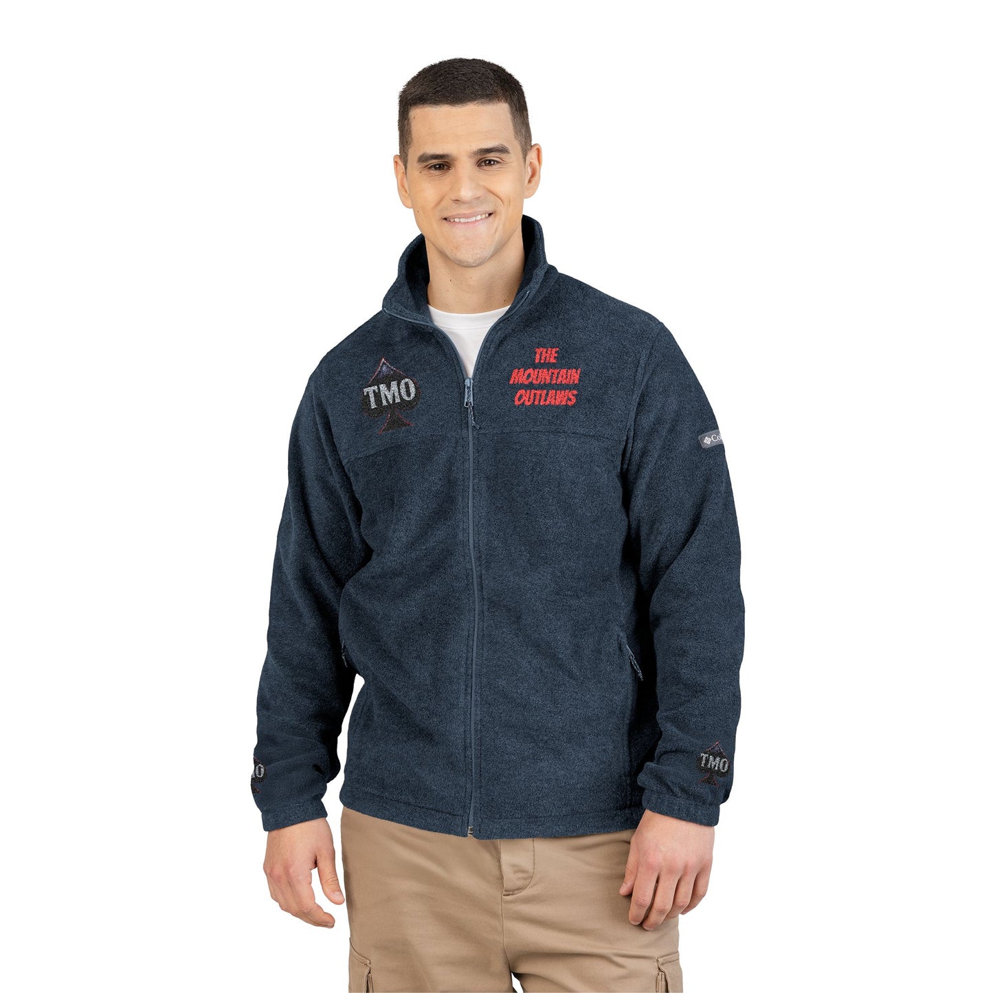 Embroidered TMO Columbia Fleece Jacket — Charcoal Outdoor Zip-Up
