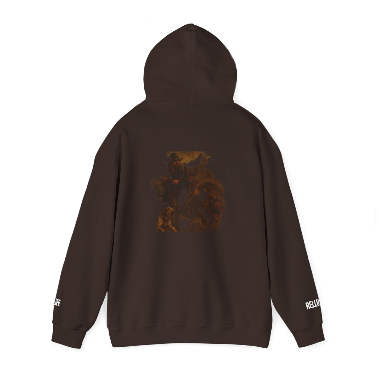 The Mountain Outlaws Hoodie — Rustic Graphic Hooded Sweatshirt