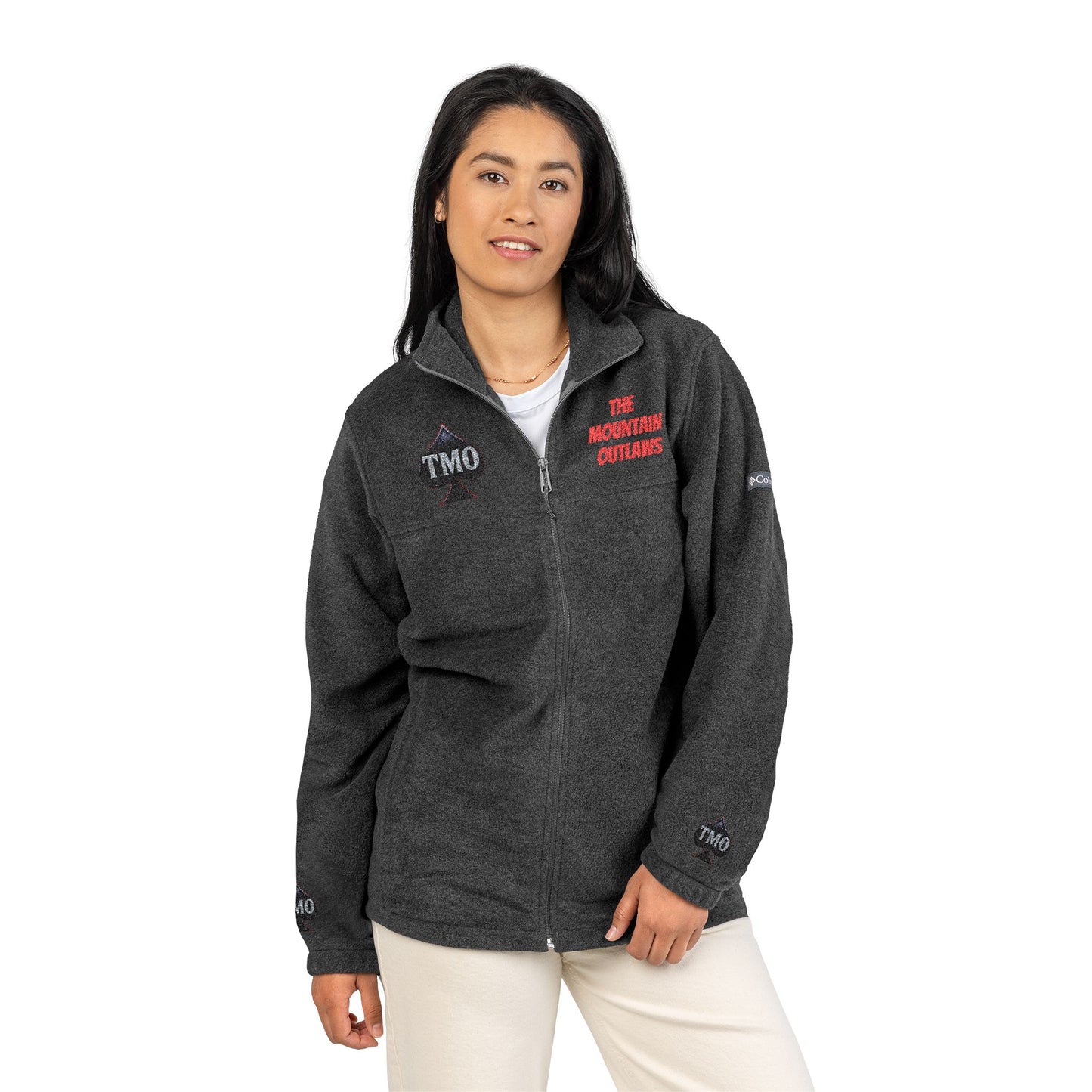 Embroidered TMO Columbia Fleece Jacket — Charcoal Outdoor Zip-Up