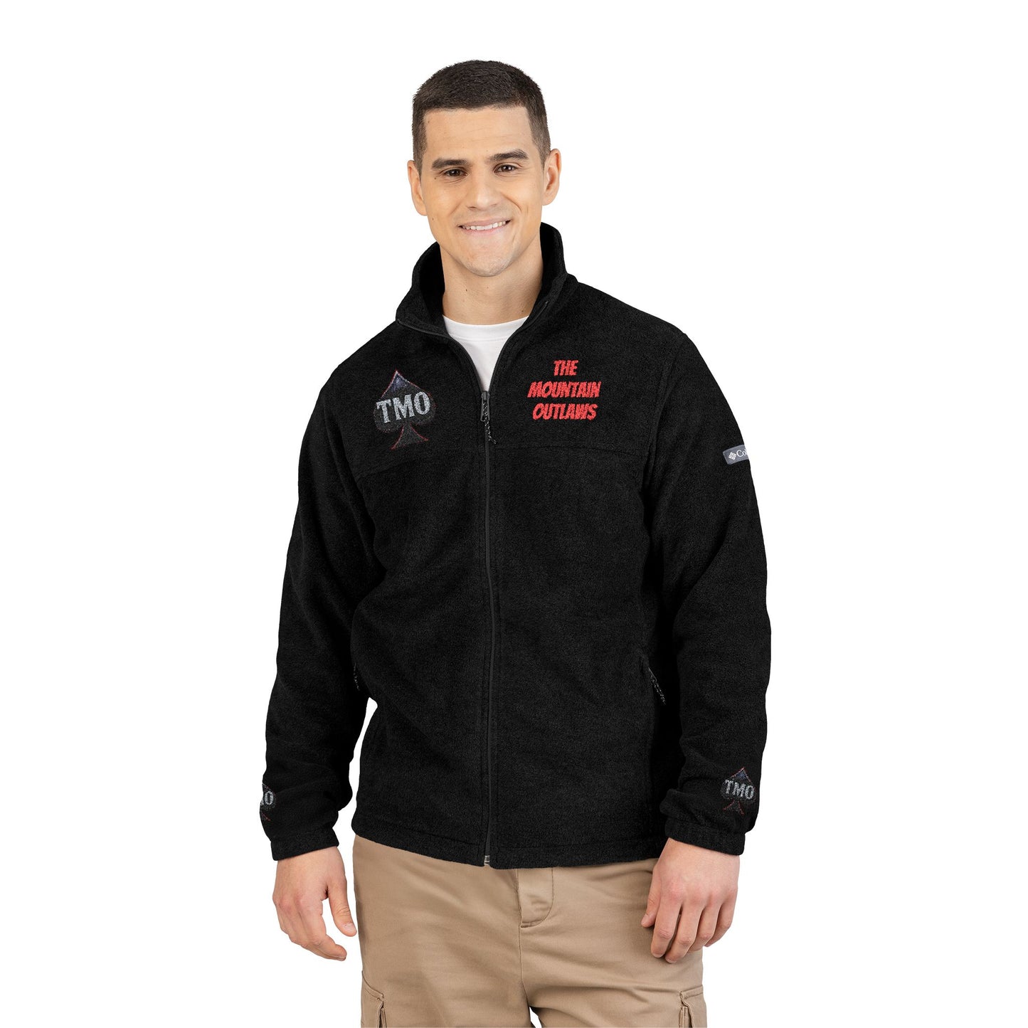 Embroidered TMO Columbia Fleece Jacket — Charcoal Outdoor Zip-Up