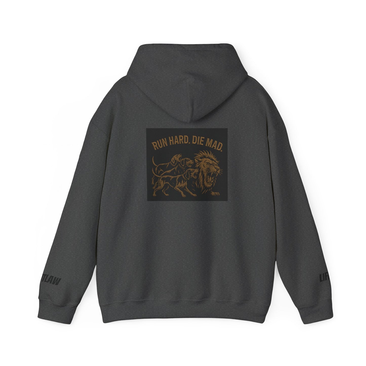 Run Hard, Die Mad Hoodie — Vintage Lion Graphic