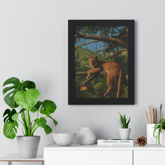 Cougar in the Pines – Rustic Wildlife Print