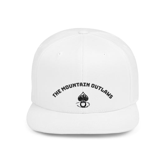 Mountain Outlaws Flat Bill Snapback Hat, Trendy Baseball Cap for Outdoor Adventures, Gift for Adventurers, Cool Streetwear, Casual Headwear
