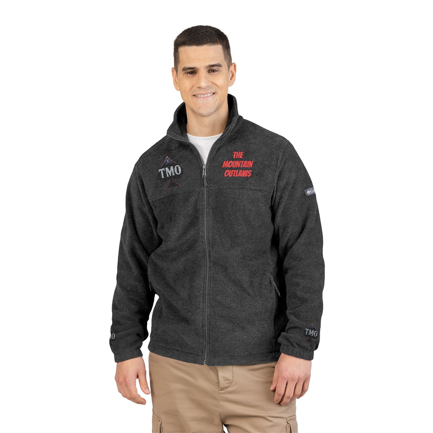 Embroidered TMO Columbia Fleece Jacket — Charcoal Outdoor Zip-Up
