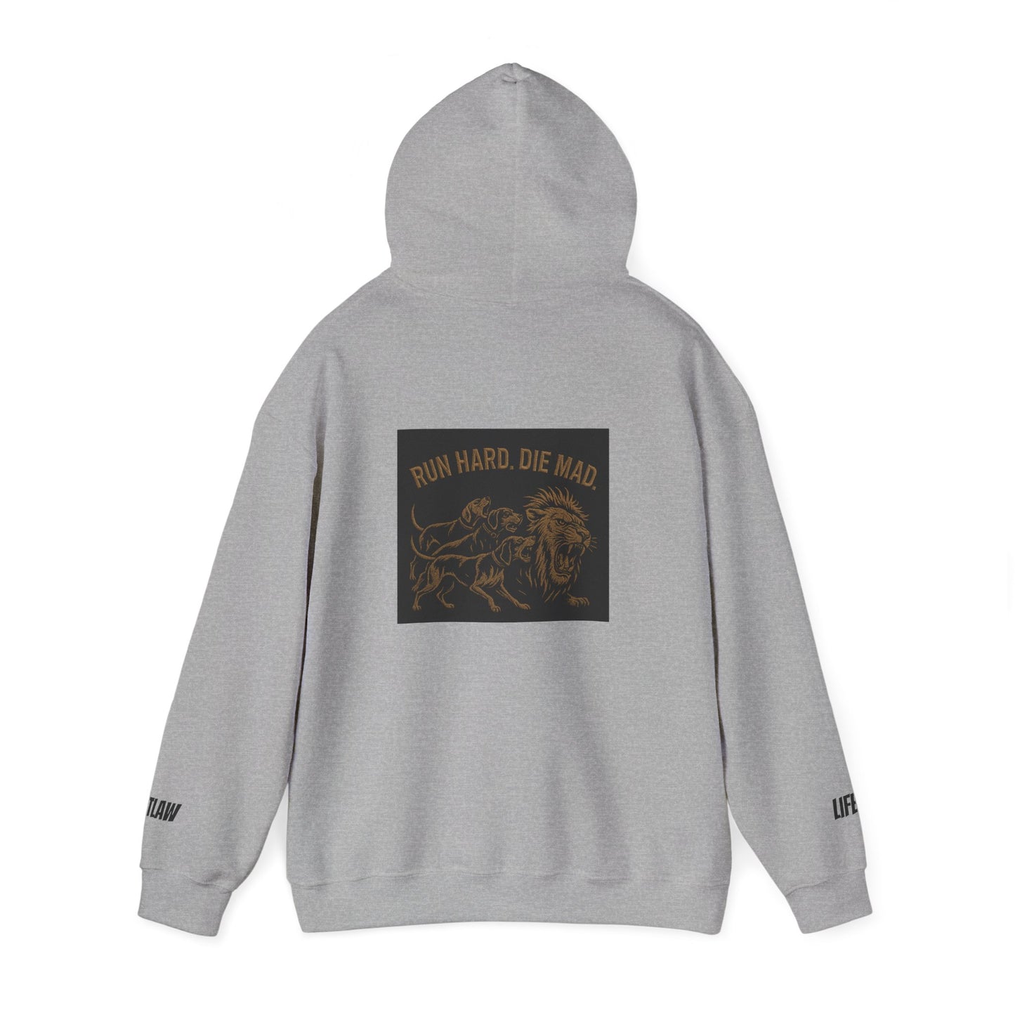 Run Hard, Die Mad Hoodie — Vintage Lion Graphic