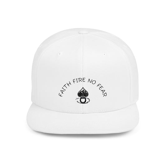Faith Fire No Fear Flat Bill Snapback Cap, Inspirational Snapback Hat, Unisex Streetwear Cap, Gift for Motivation, Casual Summer Accessory