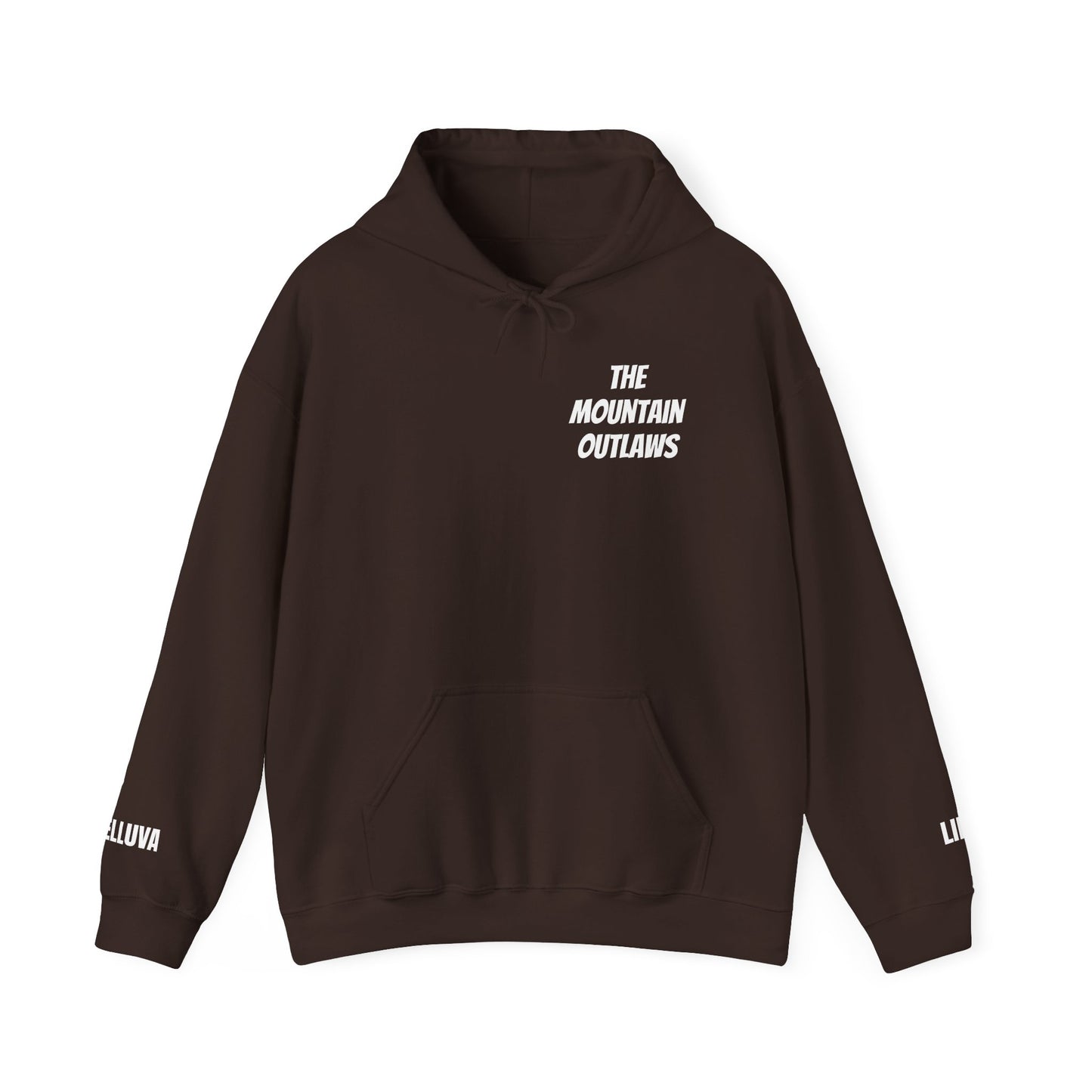 The Mountain Outlaws Hoodie — Rustic Graphic Hooded Sweatshirt