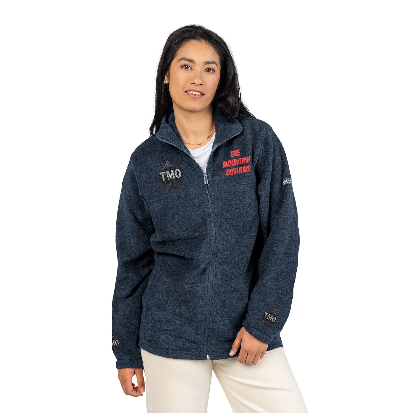 Embroidered TMO Columbia Fleece Jacket — Charcoal Outdoor Zip-Up